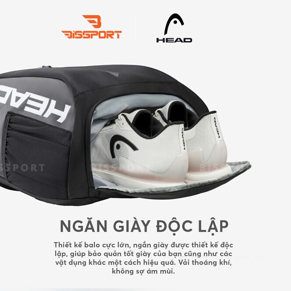 Balo Pickleball HEAD Backpack Tour 25L Chính Hãng - Đen - Gọn - Đa Năng - Tiện Dụng - Bền Bỉ - Chắc Chắn - Dày Dặn